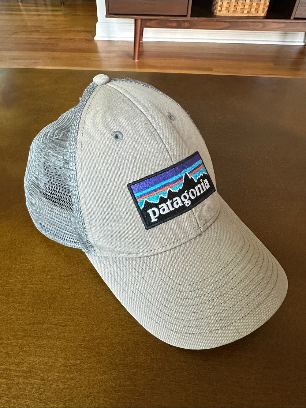 Patagonia gray embroidered lo-pro trucker hat - classic mountain logo